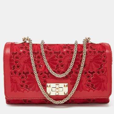 VALENTINO Red Leather and Lace Va Va Voom Shoulde… - image 1