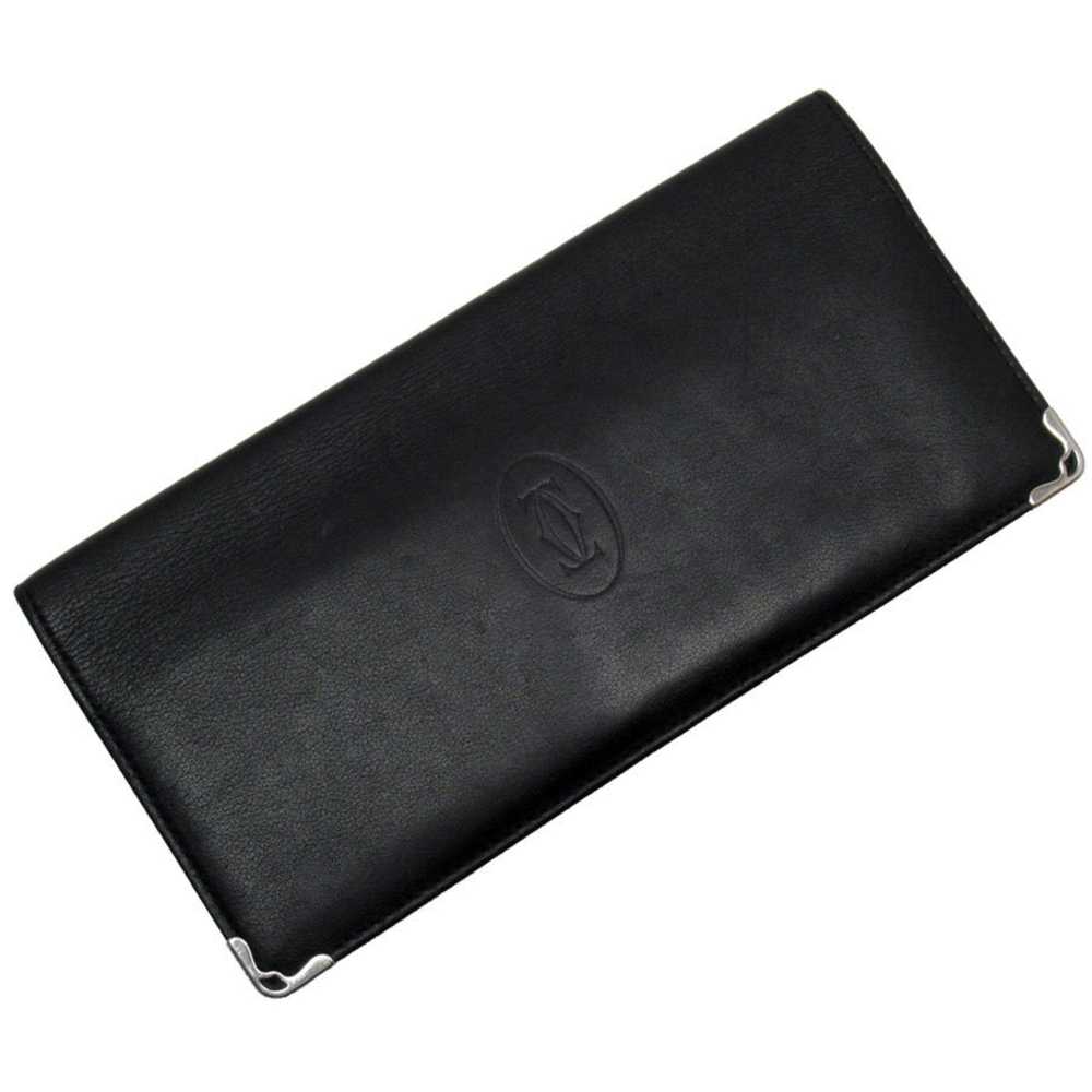 CARTIER Bill Purse Leather Black Silver Men's - image 1