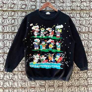Vintage 80s Puff Print Ugly Christmas Sweatshirt … - image 1