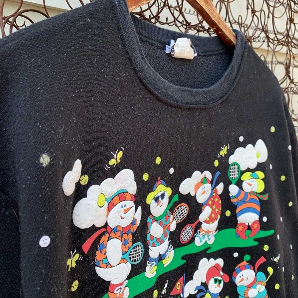 Vintage 80s Puff Print Ugly Christmas Sweatshirt … - image 2