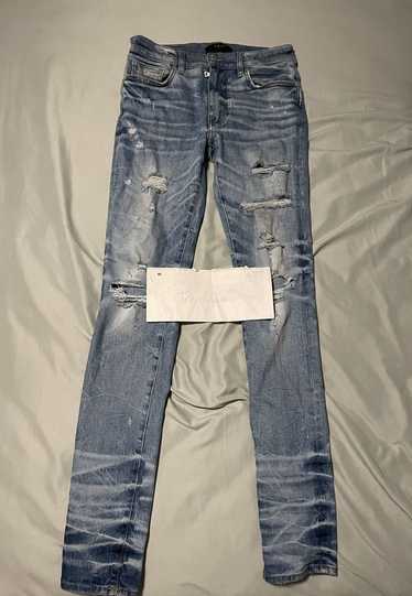 Amiri Mike Amiri Distressed Skinny Blue Jeans