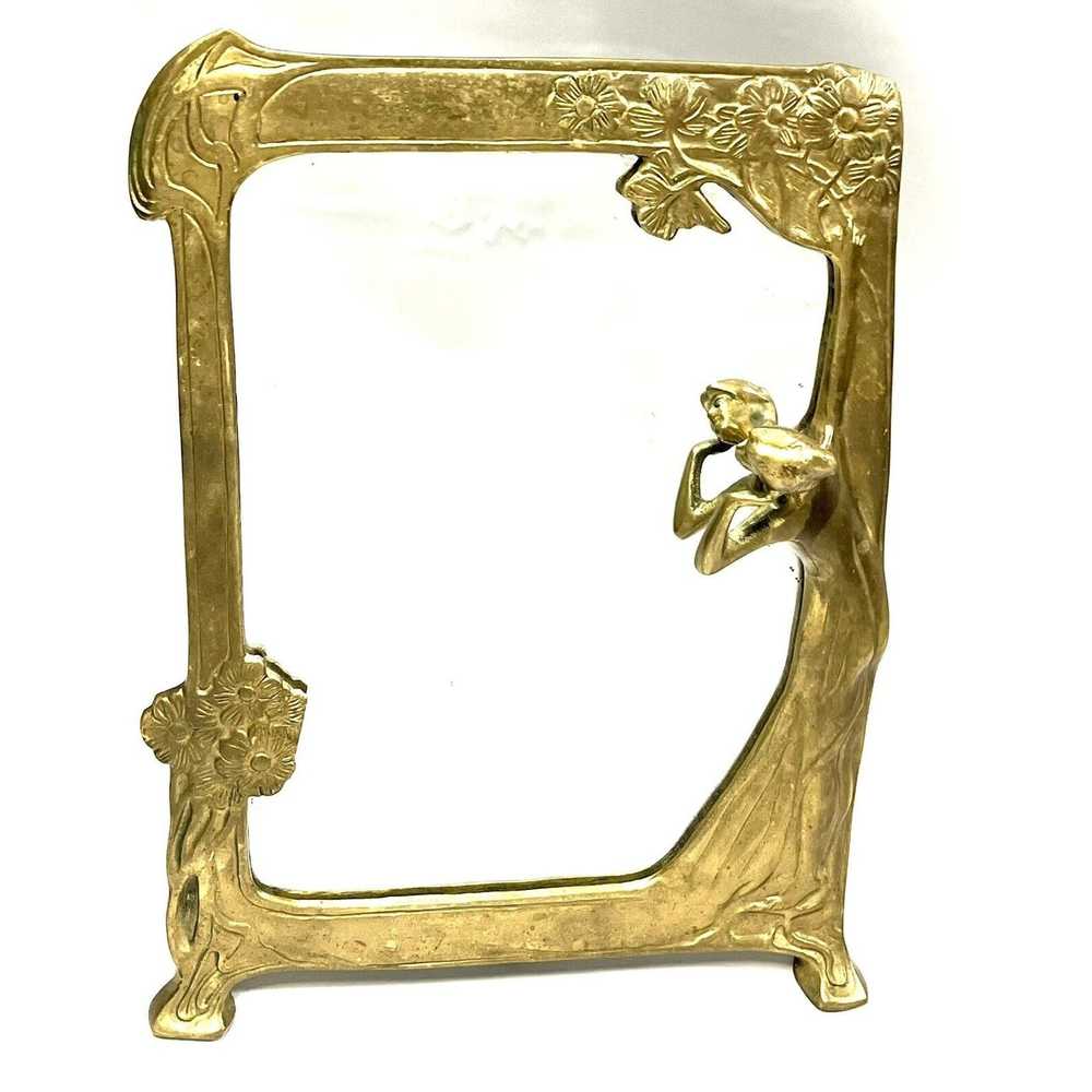 Vintage Vintage Brass Art Nouveau VANITY MIRROR 3… - image 10