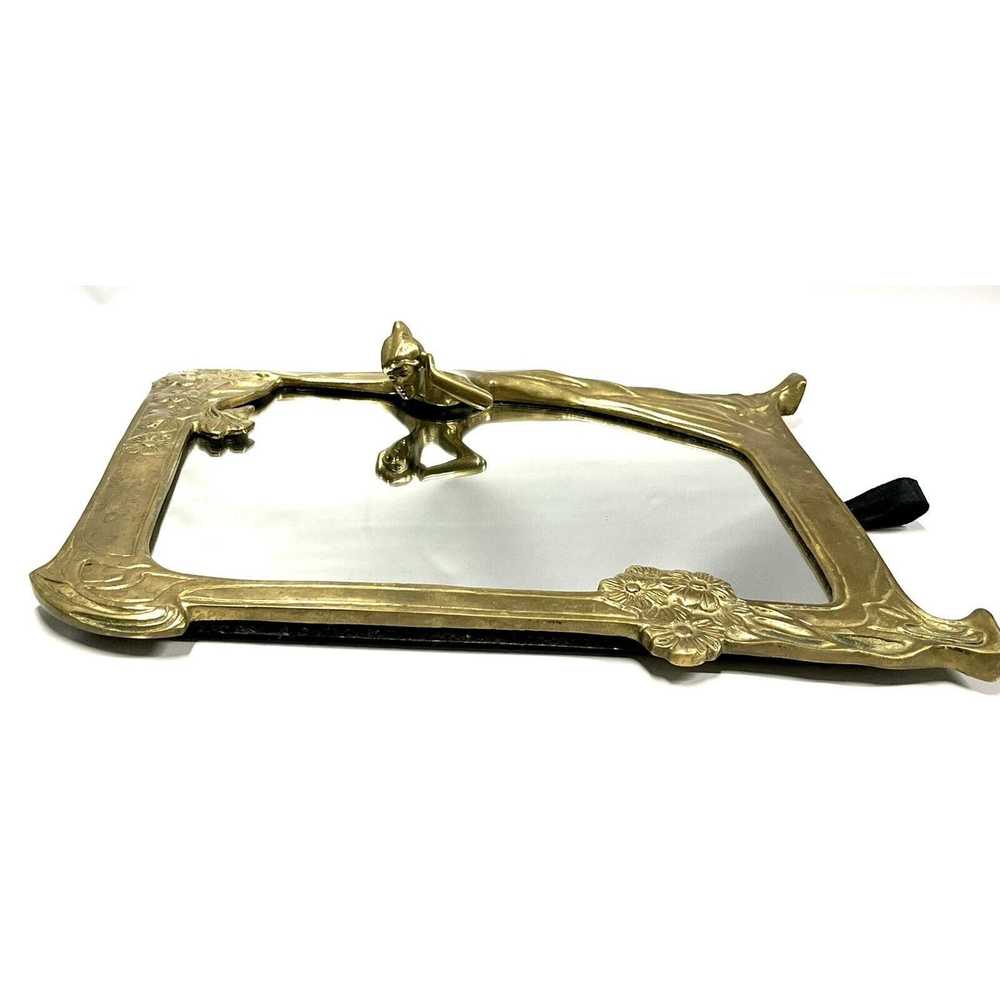 Vintage Vintage Brass Art Nouveau VANITY MIRROR 3… - image 11