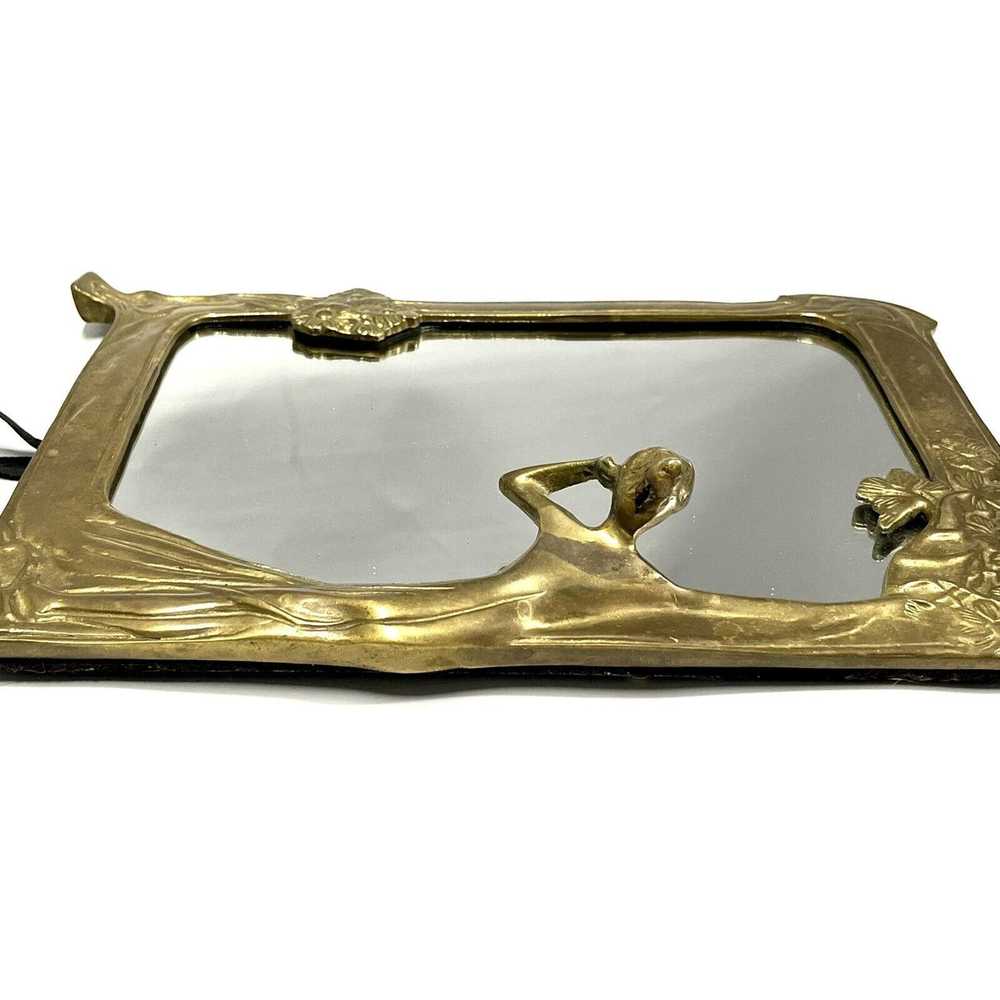 Vintage Vintage Brass Art Nouveau VANITY MIRROR 3… - image 12