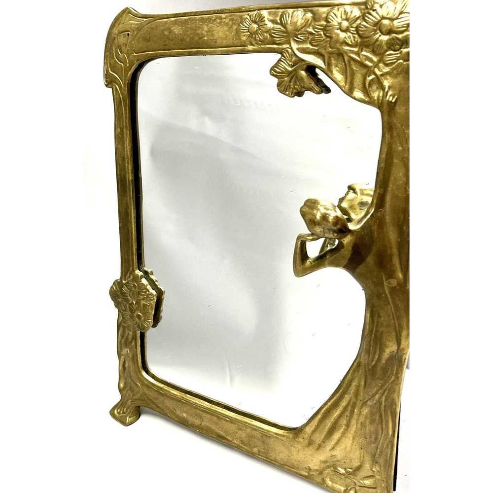 Vintage Vintage Brass Art Nouveau VANITY MIRROR 3… - image 2