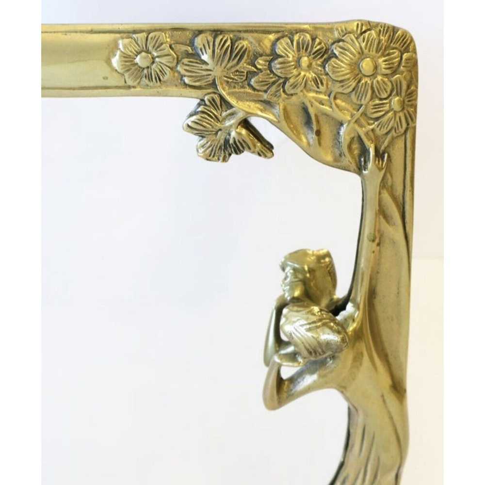 Vintage Vintage Brass Art Nouveau VANITY MIRROR 3… - image 8