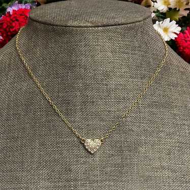 Other Gold tone rhinestone heart necklace - image 1