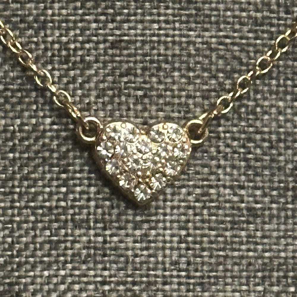 Other Gold tone rhinestone heart necklace - image 3