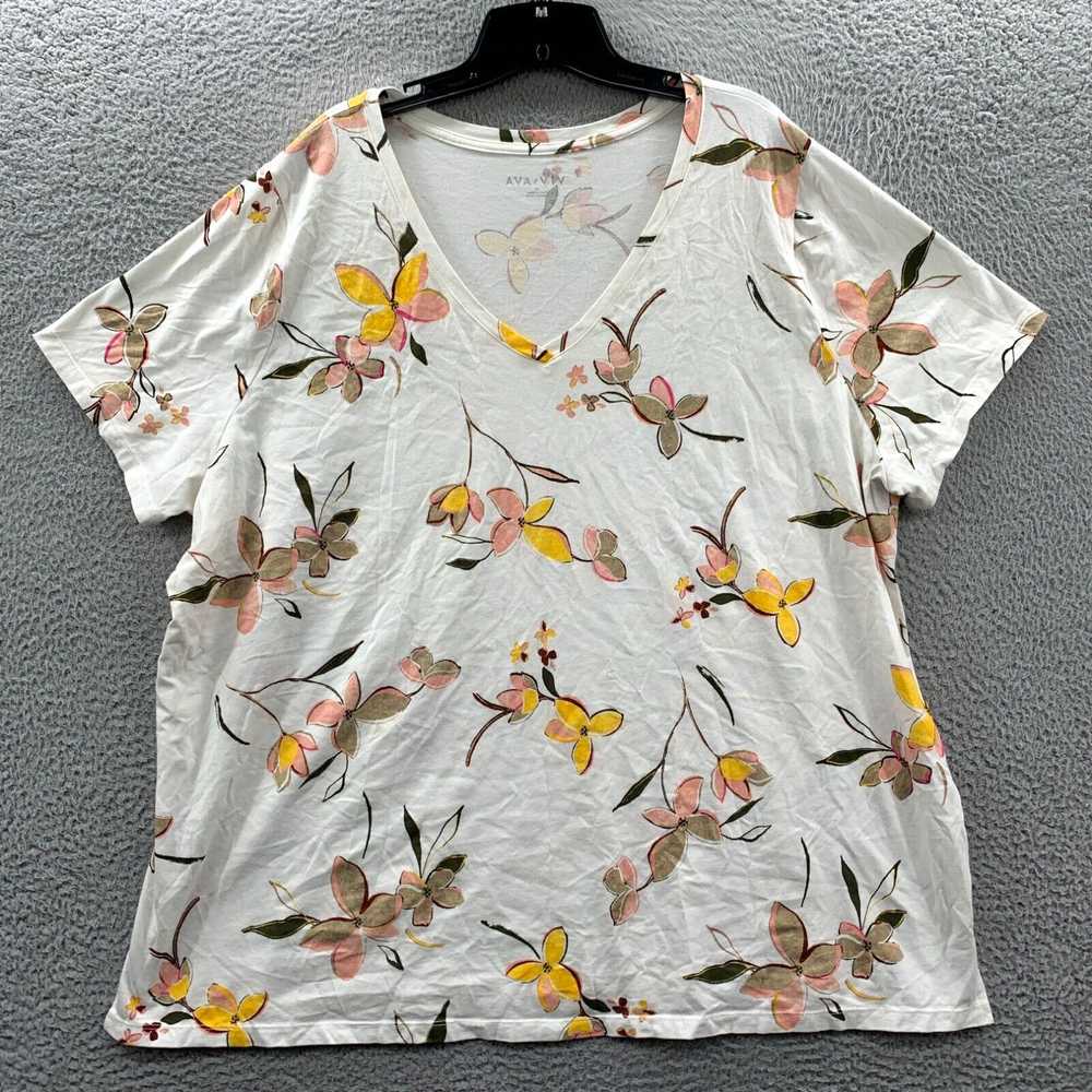Vintage Ava And Viv Blouse Womens 3X Top Floral S… - image 1
