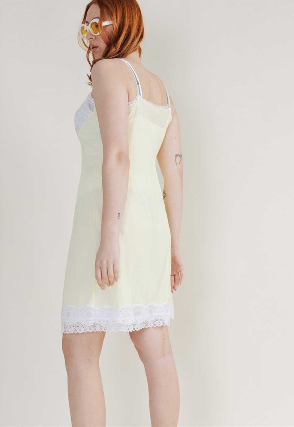 Vintage 60s Midi Strappy Semi Sheer Slip Dress Ye… - image 5