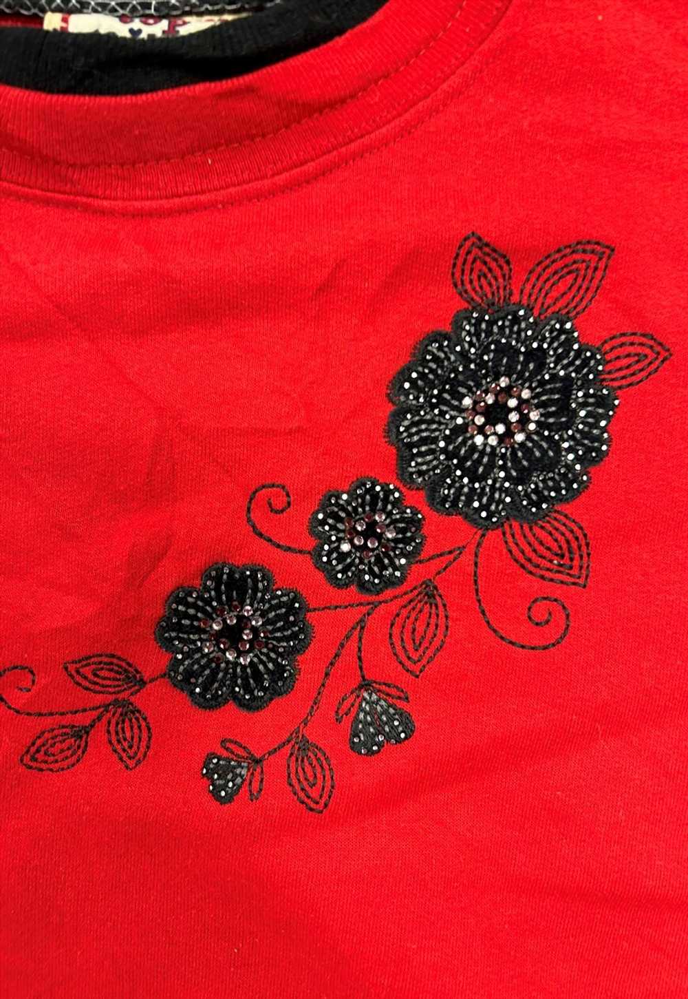 Vintage Sweatshirt Embroidered Flower Patterned J… - image 3