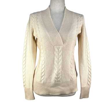 Other Sutton Cashmere V Neck Pullover Ivory Cable… - image 1
