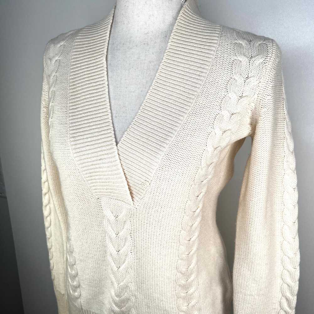 Other Sutton Cashmere V Neck Pullover Ivory Cable… - image 2
