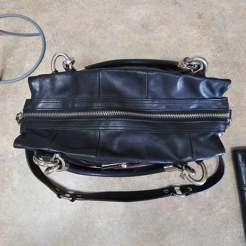 Black Leather Coach Bag with Wallet - image 12