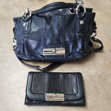 Black Leather Coach Bag with Wallet - image 1