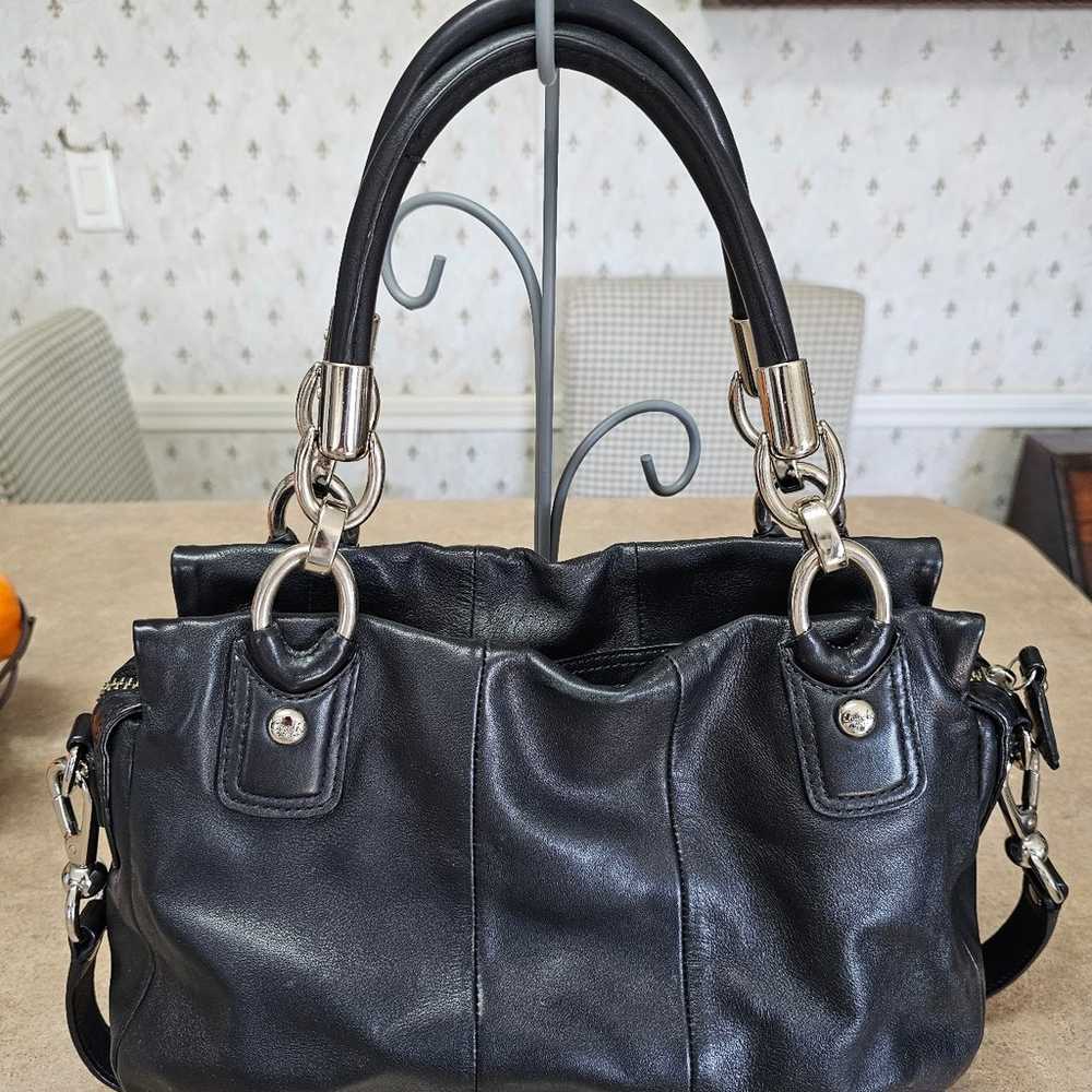 Black Leather Coach Bag with Wallet - image 7