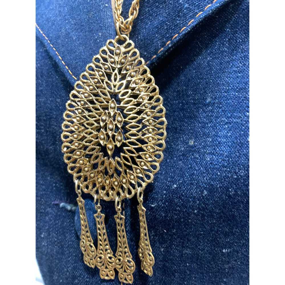 Jewelry × Vintage 70s Antique Gold Large Boho Fil… - image 2