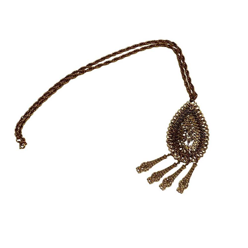 Jewelry × Vintage 70s Antique Gold Large Boho Fil… - image 5