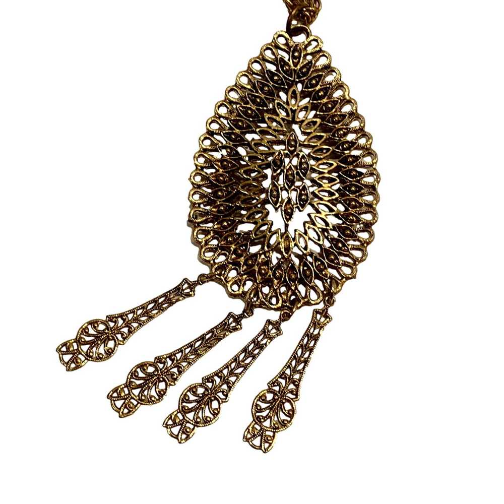 Jewelry × Vintage 70s Antique Gold Large Boho Fil… - image 6