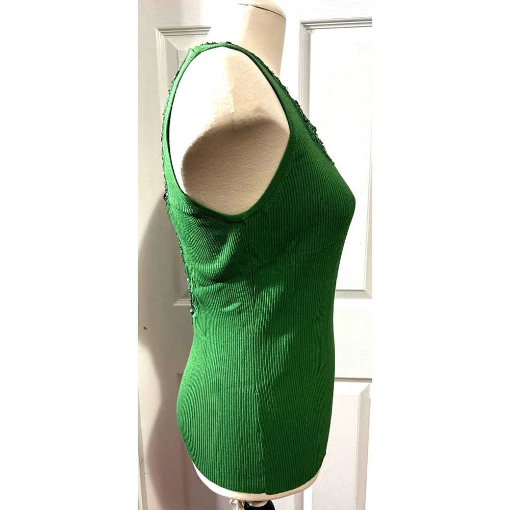 Vintage Vintage Tara Ryan Green Sequin Ribbed Kni… - image 5