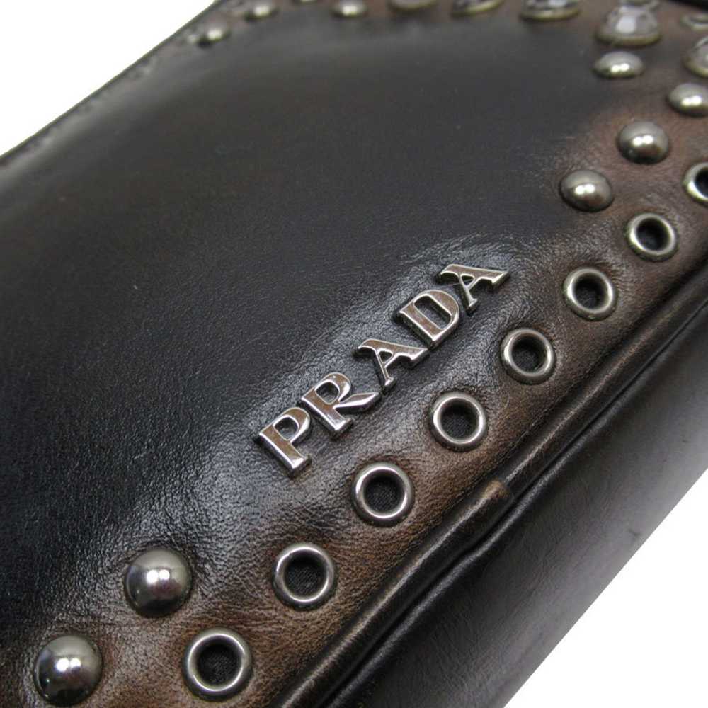 Prada PRADA Shoulder Bag Leather/Metal Brown/Blac… - image 3