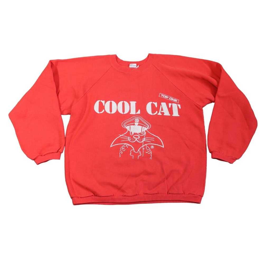Vintage Vintage 80's 'cool cat' crewneck sweater … - image 1