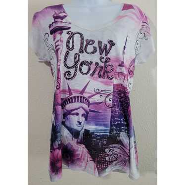 Other Sweet Gisele White Purple New York Top Large