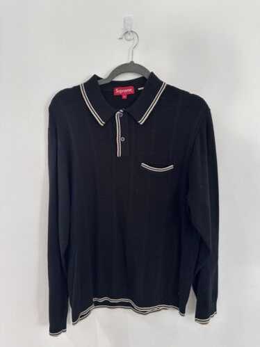 トップス Supreme Stripe Zip L/S Polo L navy Fall/Winter 2024 Preview – Supreme