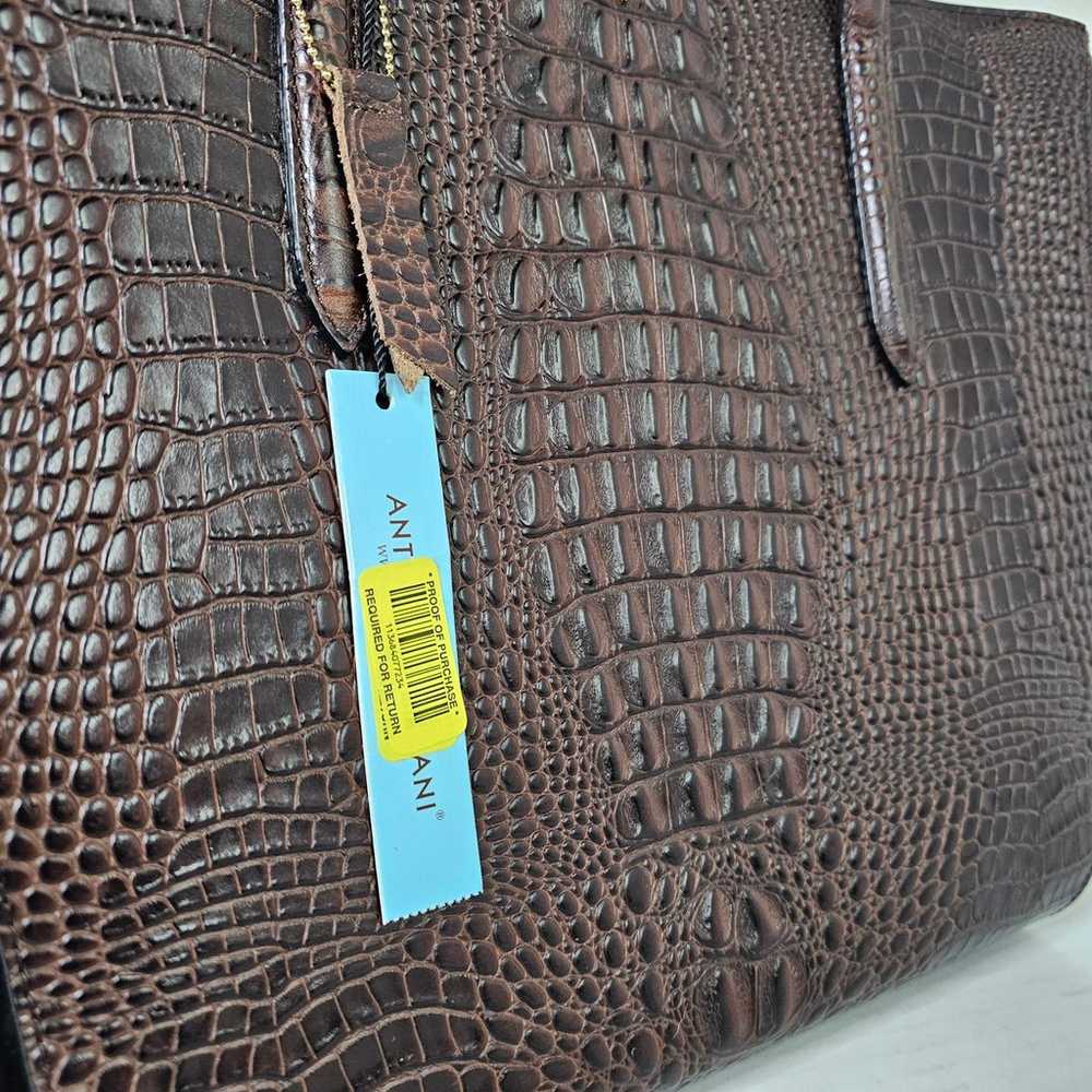 Antonio Melani Gator Print Leather Purse Dark bro… - image 2