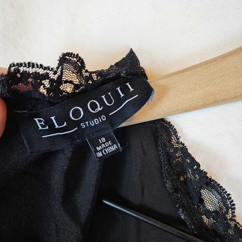 Eloquii black velvet knee length dress with lace,… - image 4