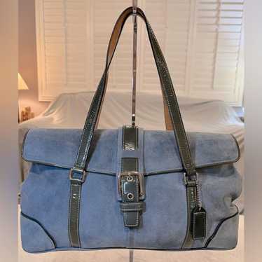 Coach Hampton Blue Suede & Green Patent Leather S… - image 1