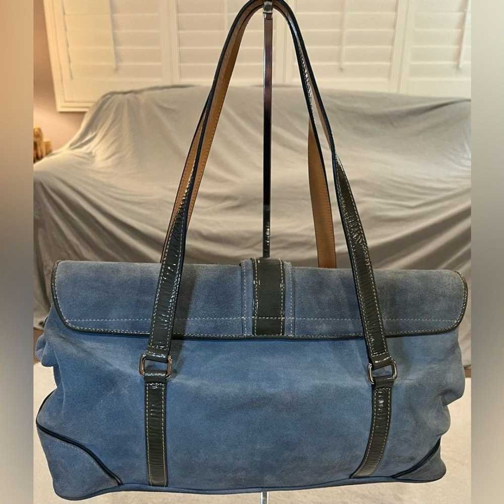Coach Hampton Blue Suede & Green Patent Leather S… - image 2