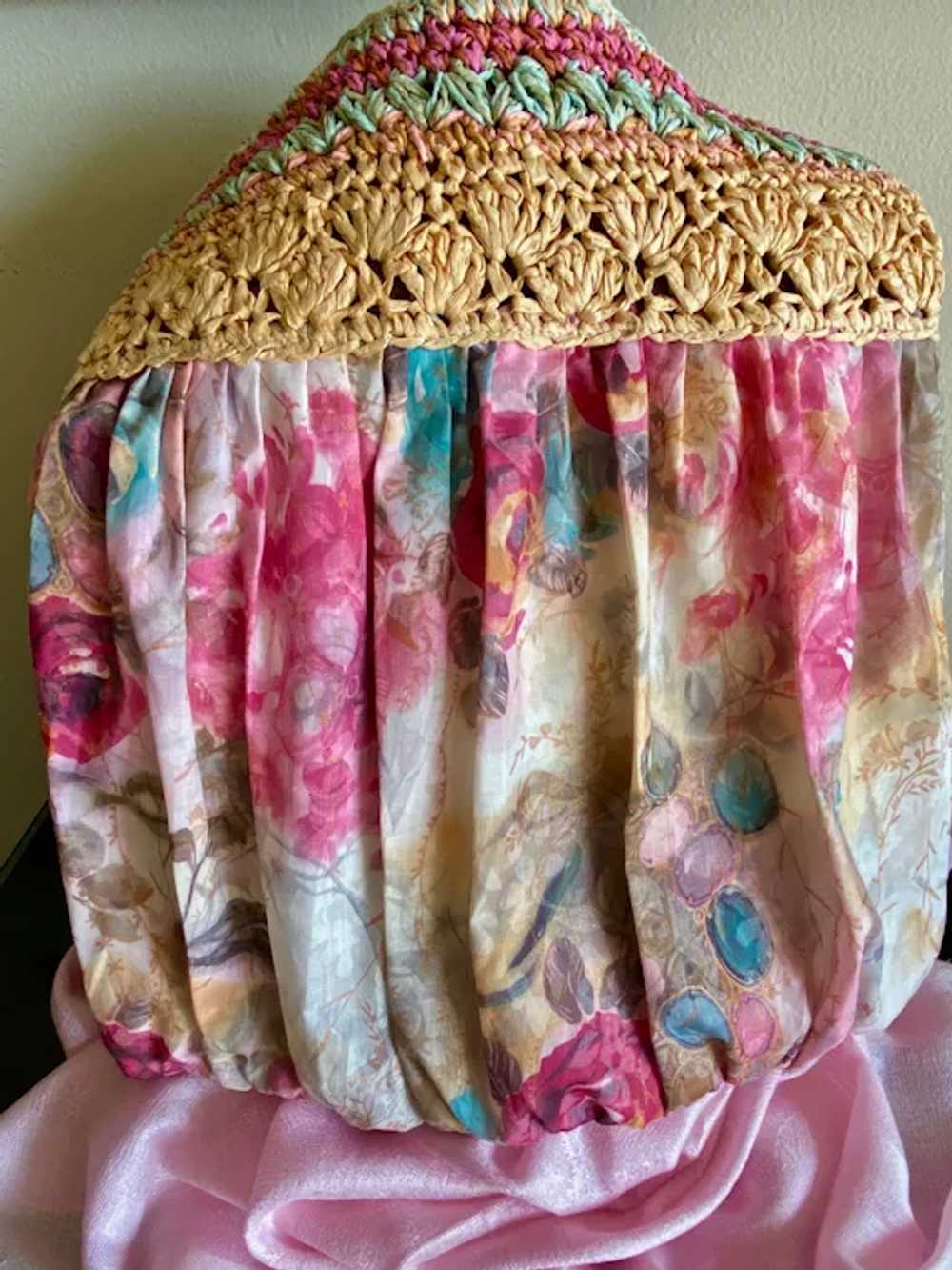 Vintage Cappelli Straworld Woven Straw and Floral… - image 8