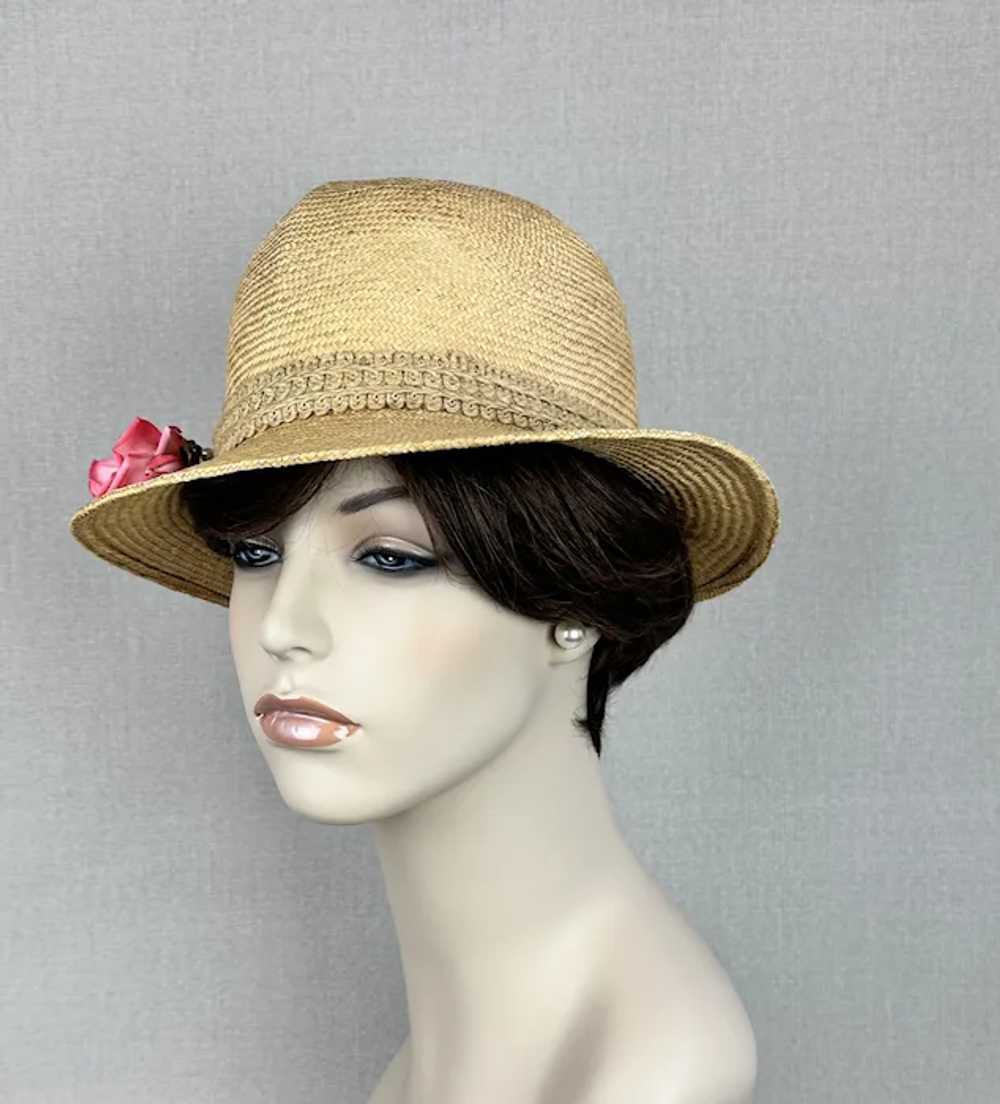 Vintage 90s Beige Straw Safari Style Hat - image 4