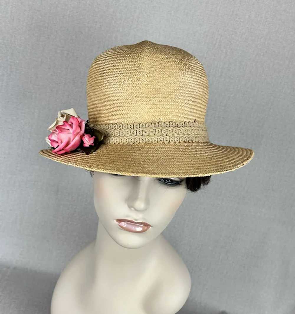 Vintage 90s Beige Straw Safari Style Hat - image 5