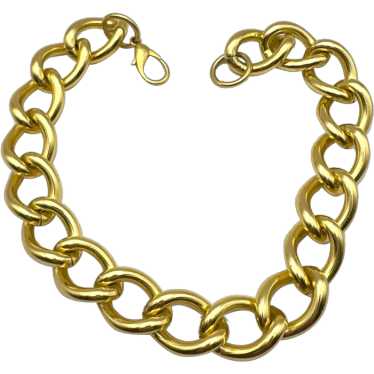 Thick Polished Goldtone Linked Necklace - image 1