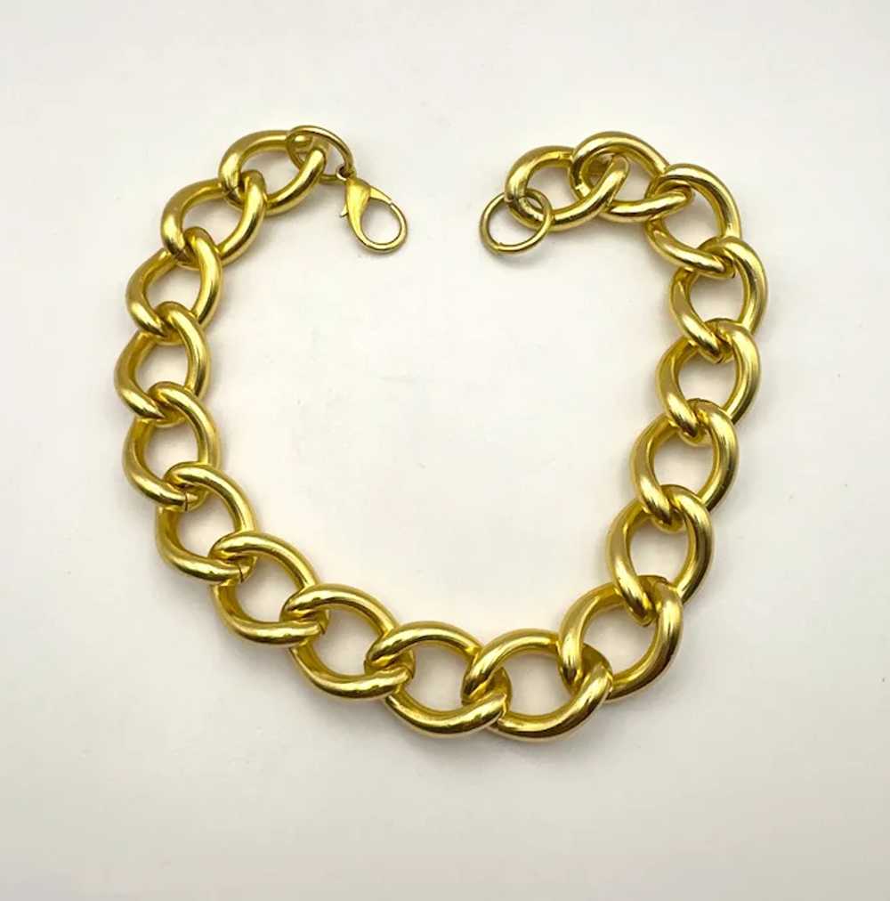 Thick Polished Goldtone Linked Necklace - image 2