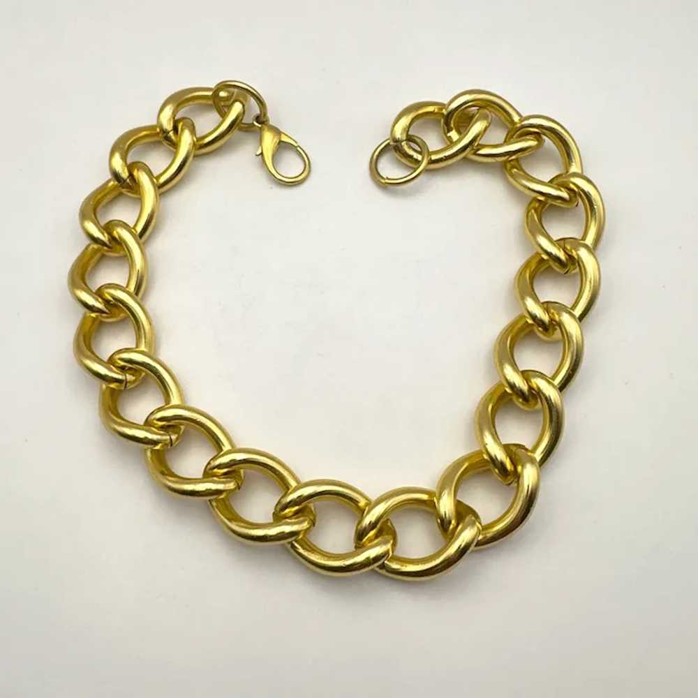 Thick Polished Goldtone Linked Necklace - image 3