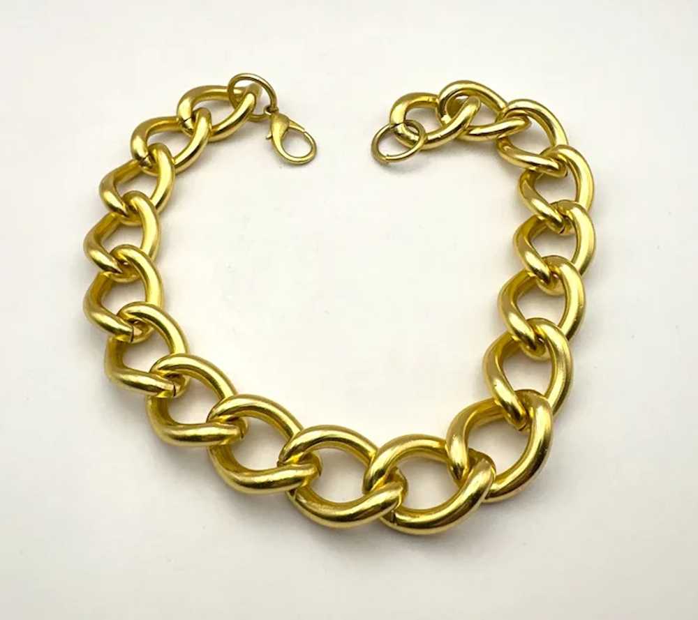 Thick Polished Goldtone Linked Necklace - image 4