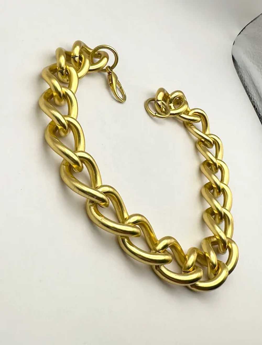 Thick Polished Goldtone Linked Necklace - image 5