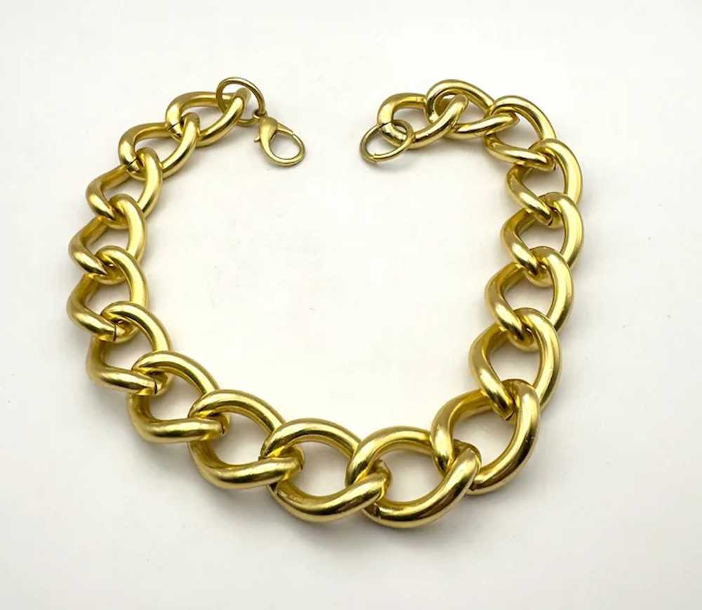 Thick Polished Goldtone Linked Necklace - image 6