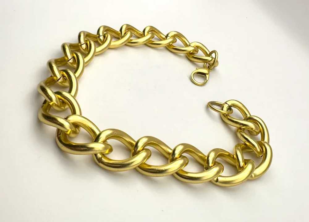 Thick Polished Goldtone Linked Necklace - image 7
