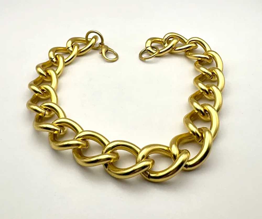 Thick Polished Goldtone Linked Necklace - image 8