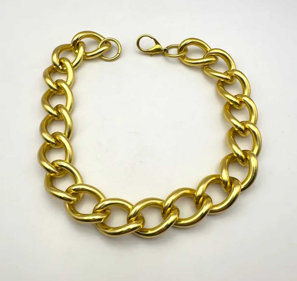 Thick Polished Goldtone Linked Necklace - image 9