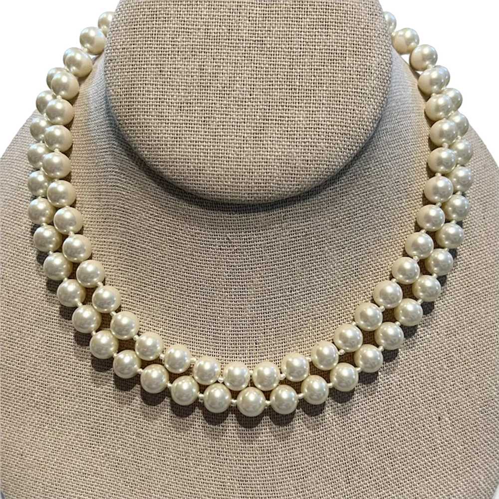 Two Strand Simulated Pearl Necklace - image 1