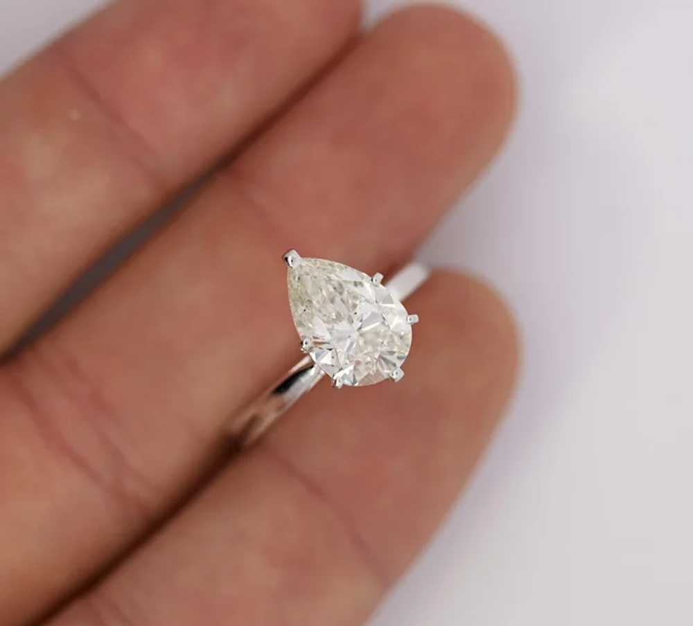 GIA Certified 3.4 I/SI2 Pear Cut Diamond Solitair… - image 5