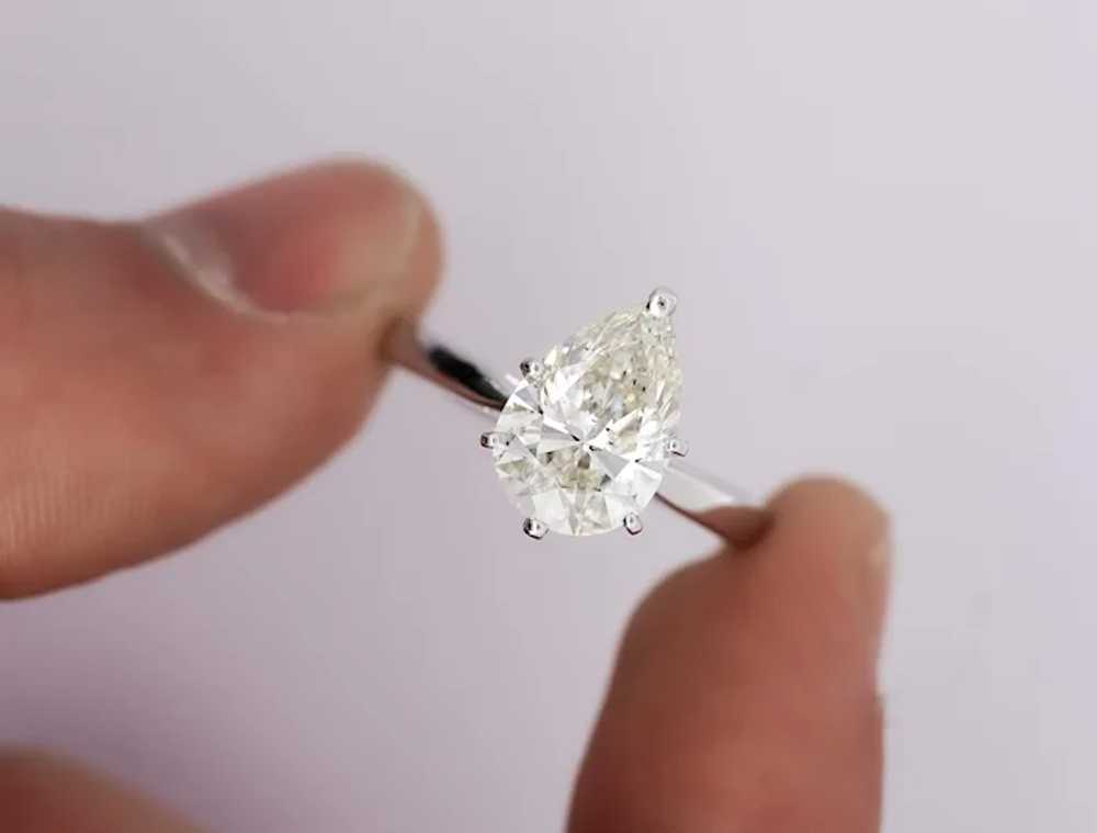 GIA Certified 3.4 I/SI2 Pear Cut Diamond Solitair… - image 6
