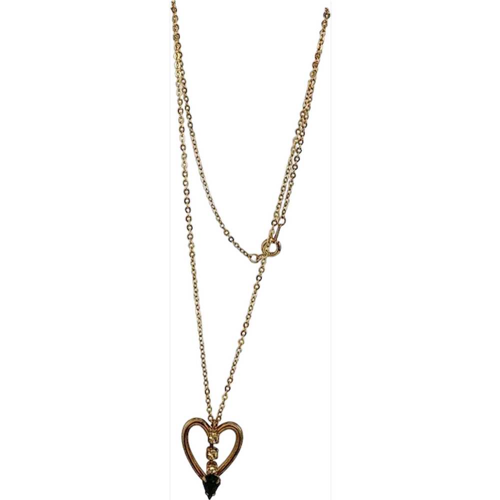 Vintage Rhinestone Heart Pendant Necklace (A6339) - image 1