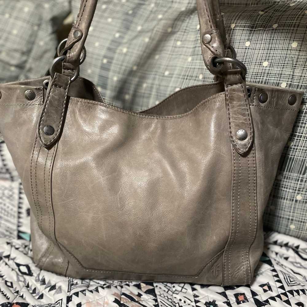 FRYE Melissa leather grey hobo tote purse! - image 1