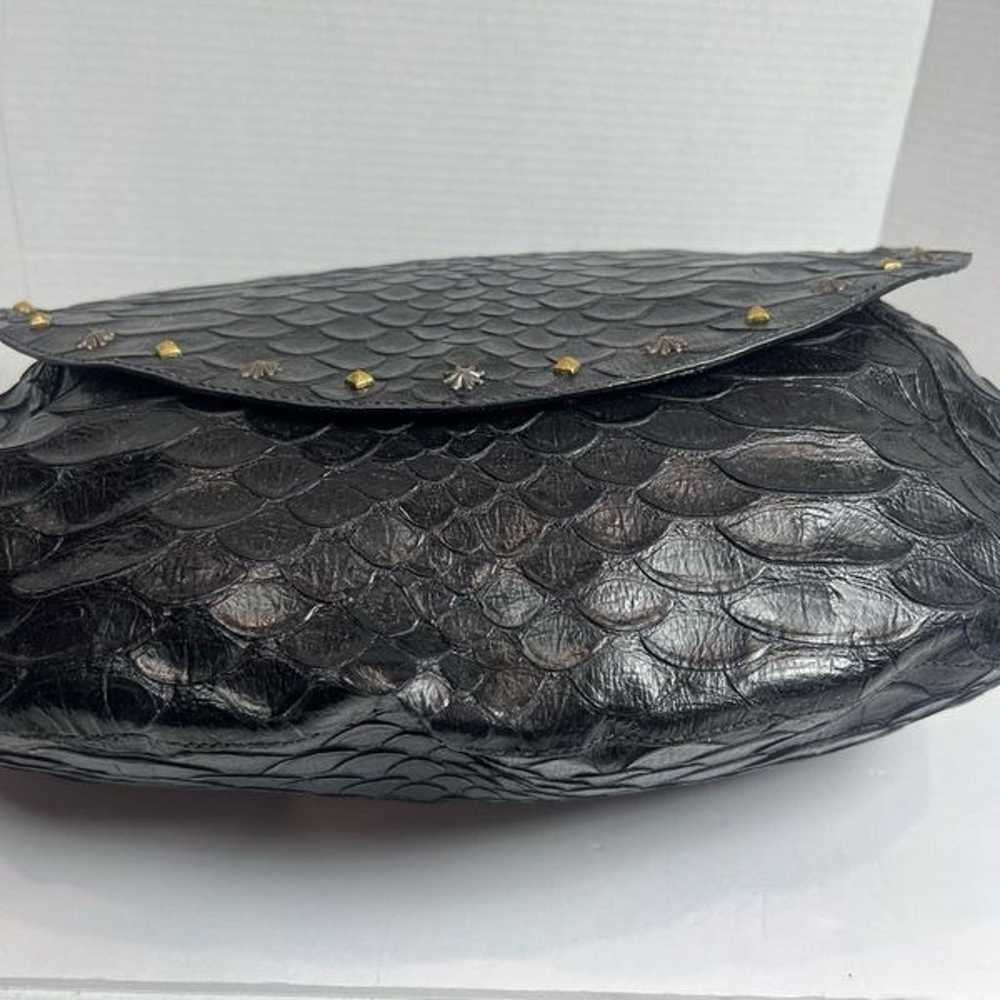 Eric Javits Extra Large Hobo Bag Black Croc Embos… - image 11